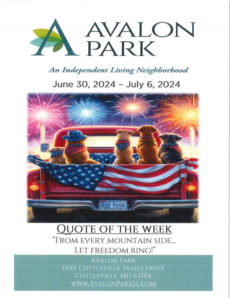 Senior Living Cottleville MO - Avalon Park's Wishes for a Very Safe and Happy 4th of July!
